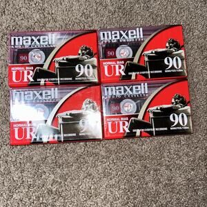 Lot of 4 Maxell UR90 Minutes Normal Bias Blank Audio Cassette Tapes Red New